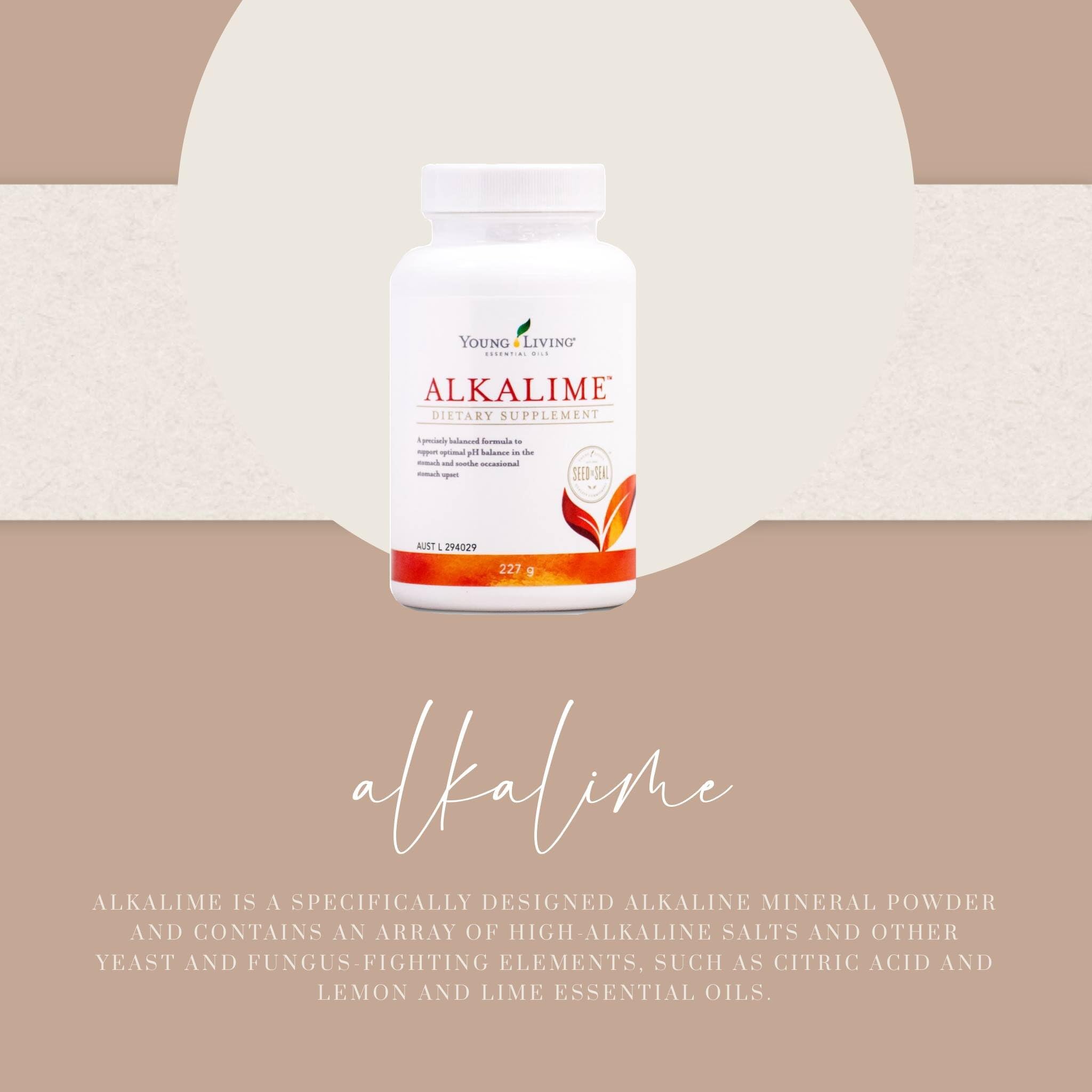 Close-up of the AlkaLime label highlighting natural ingredients.