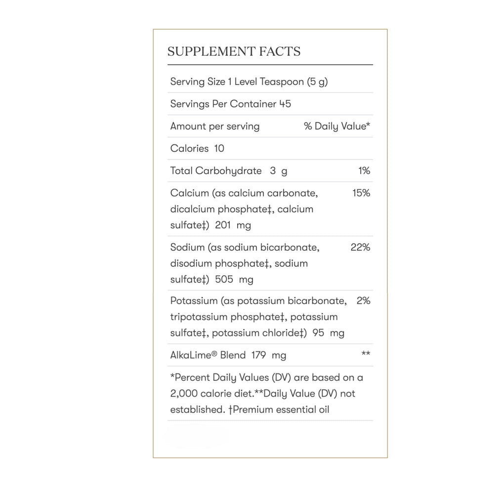 AlkaLime added to tea or juice for flavor lift.