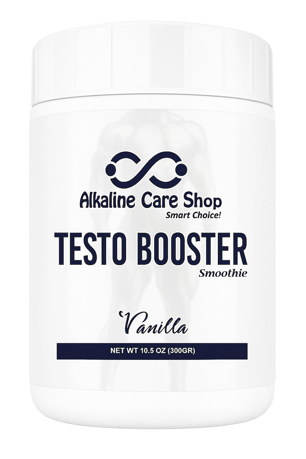 Alkaline Care TBooster bottle shown on counter for daily vitality.