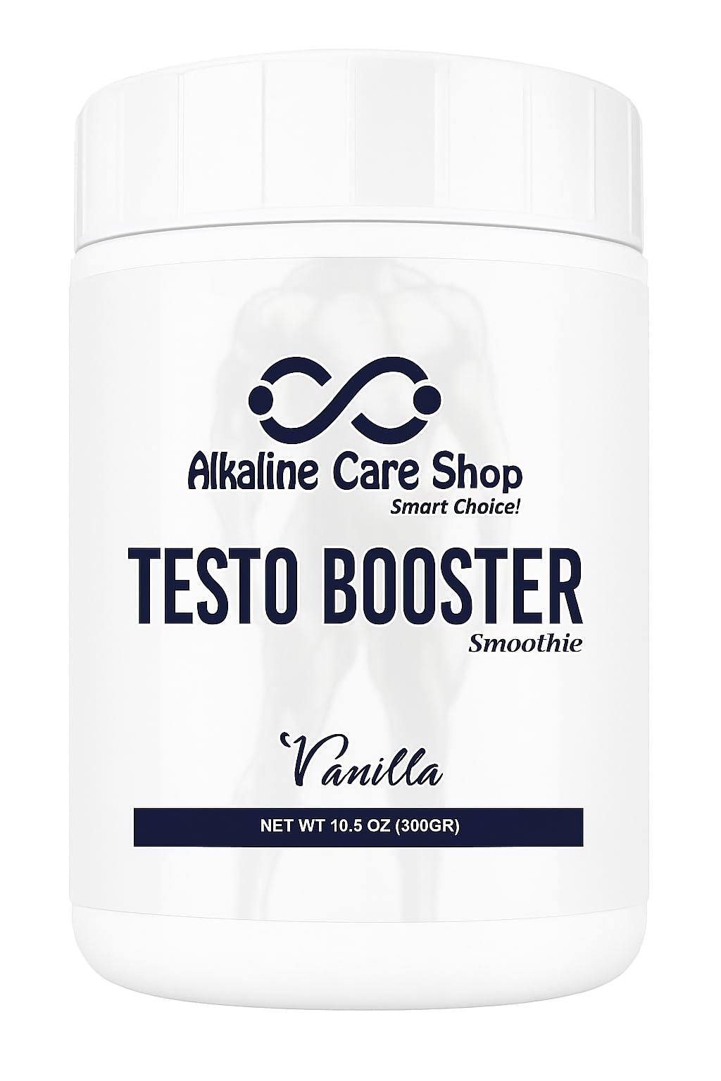 Alkaline Care TBooster bottle shown on counter for daily vitality.