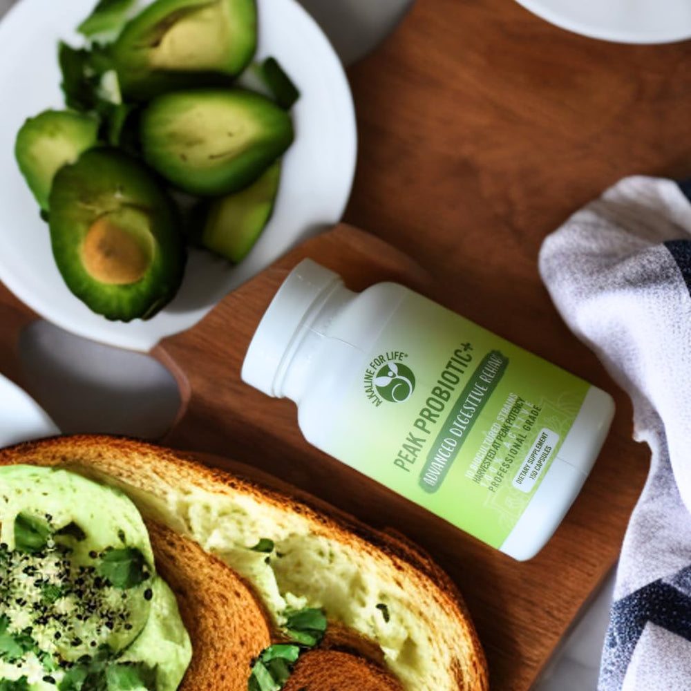 Alkaline for Life Peak Probiotic+ packaging highlighting purity and third-party testing.