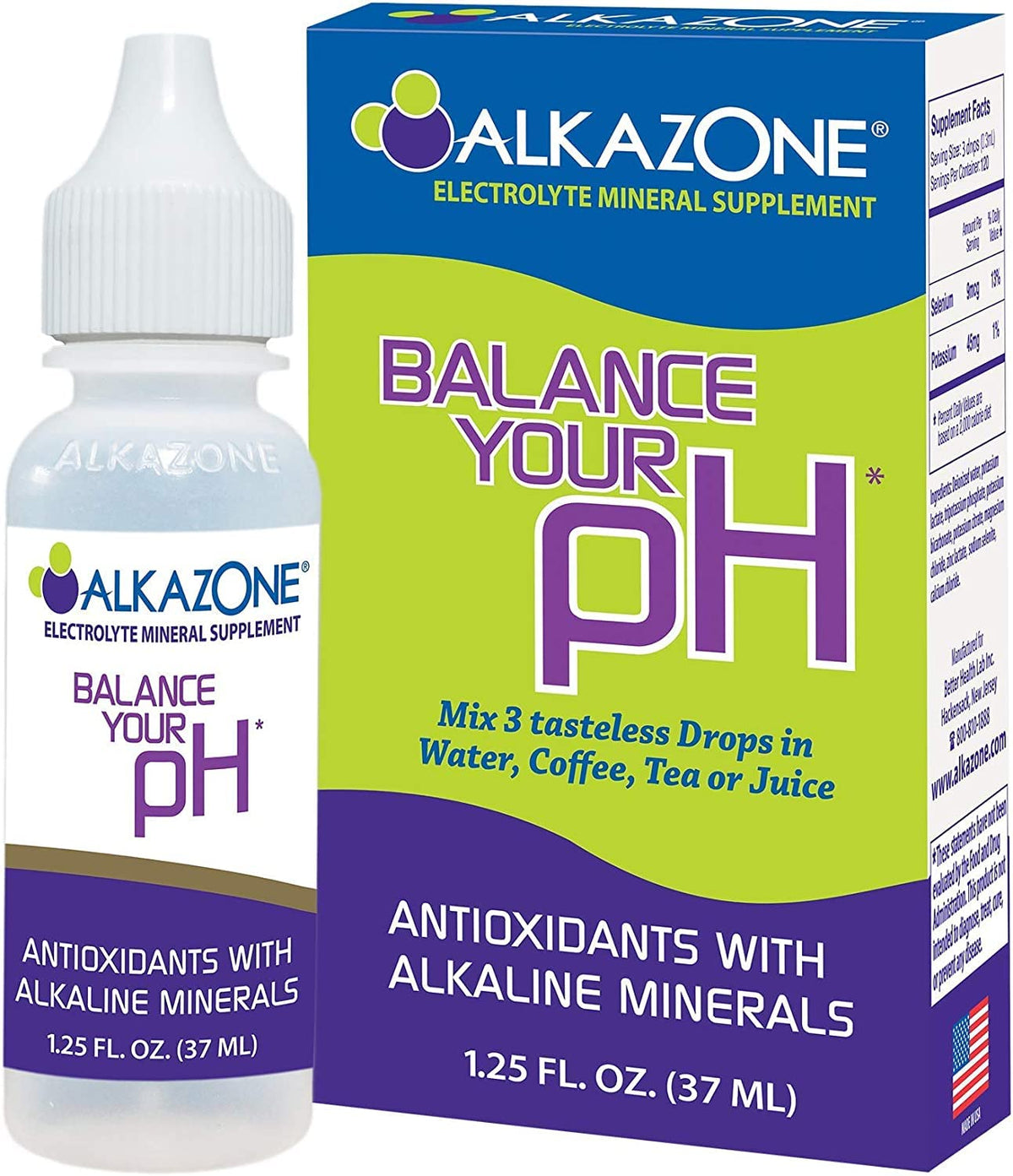 AlkaZone bottle with dropper on kitchen counter for easy daily use.