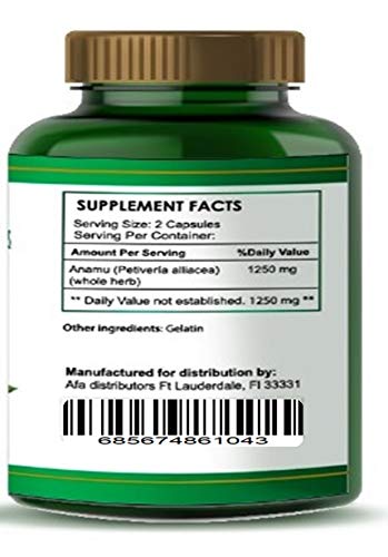 A bottle label highlights Petiveria alliacea for an informed herbal supplement choice.