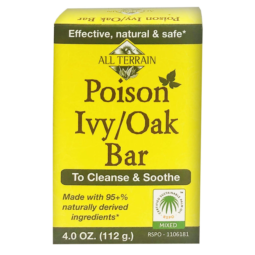 All Terrain Poison Ivy/Oak Bar Soap packaging shown, ideal for outdoor cleansing.