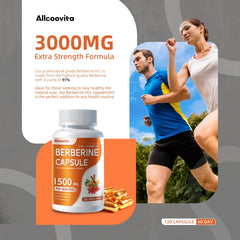 Allcoovita Berberine with True Ceylon Cinnamon on packaging for enhanced absorption.