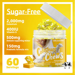 Allcoovita bovine colostrum chews pineapple ingredient label supports informed choices