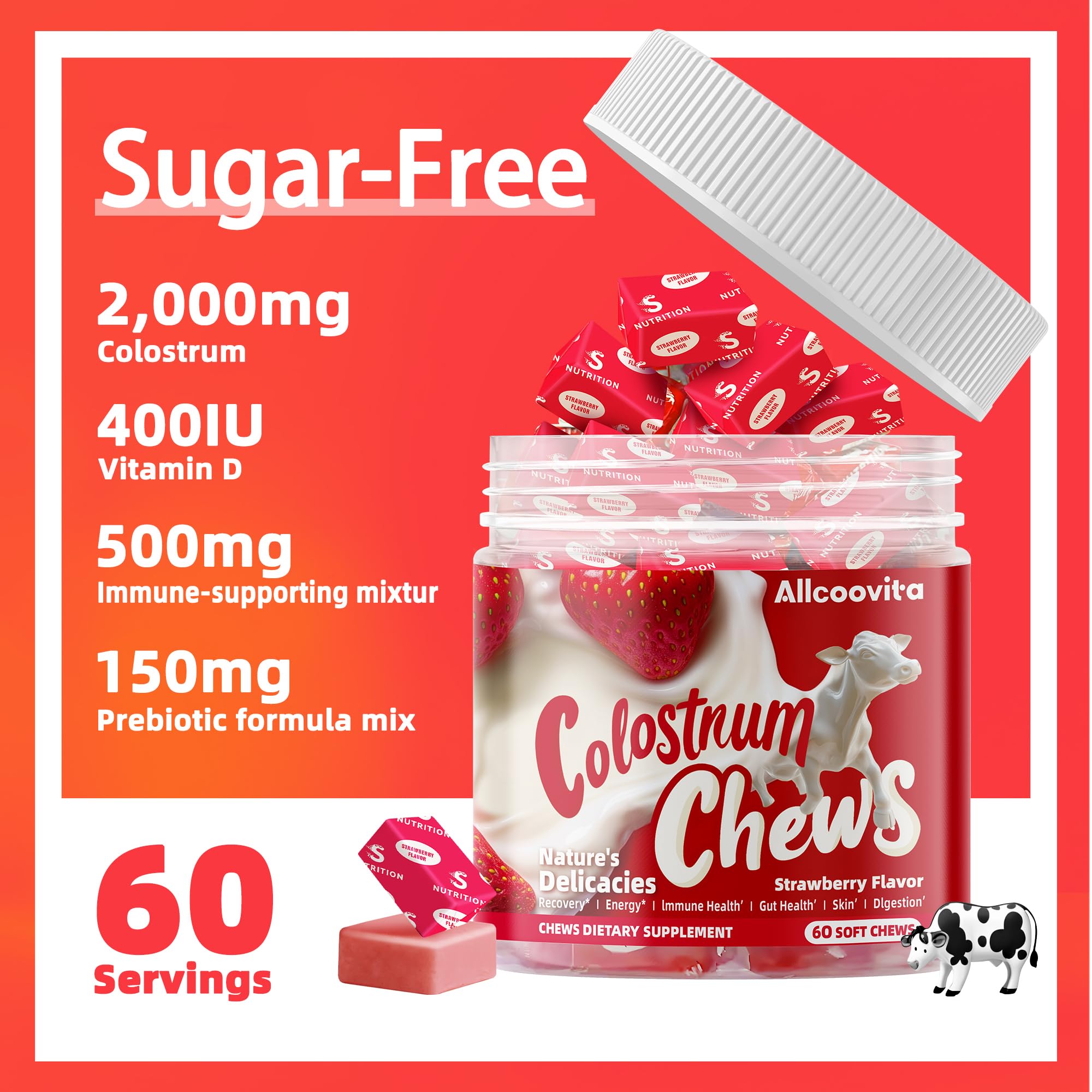 One daily serving visual, Allcoovita chews support simple routine