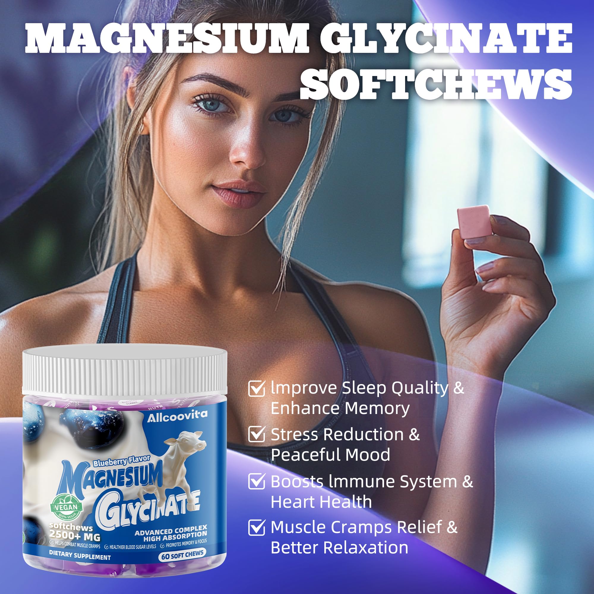 Calming sleep support with Allcoovita magnesium glycinate chews.