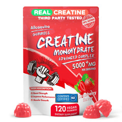 Allcoovita Creatine Gummy bottle front for convenient workout support.