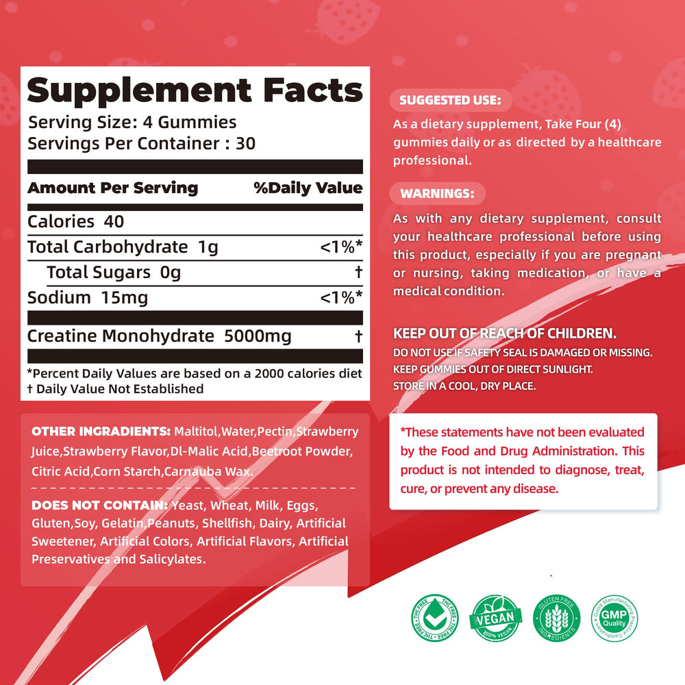 Allcoovita Creatine Gummy jar closeup showing high-potency daily supplement.