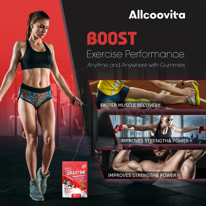 Allcoovita Creatine Gummy on-the-go bottle for active lifestyles.