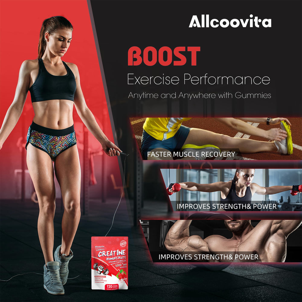 Allcoovita Creatine Gummy on-the-go bottle for active lifestyles.
