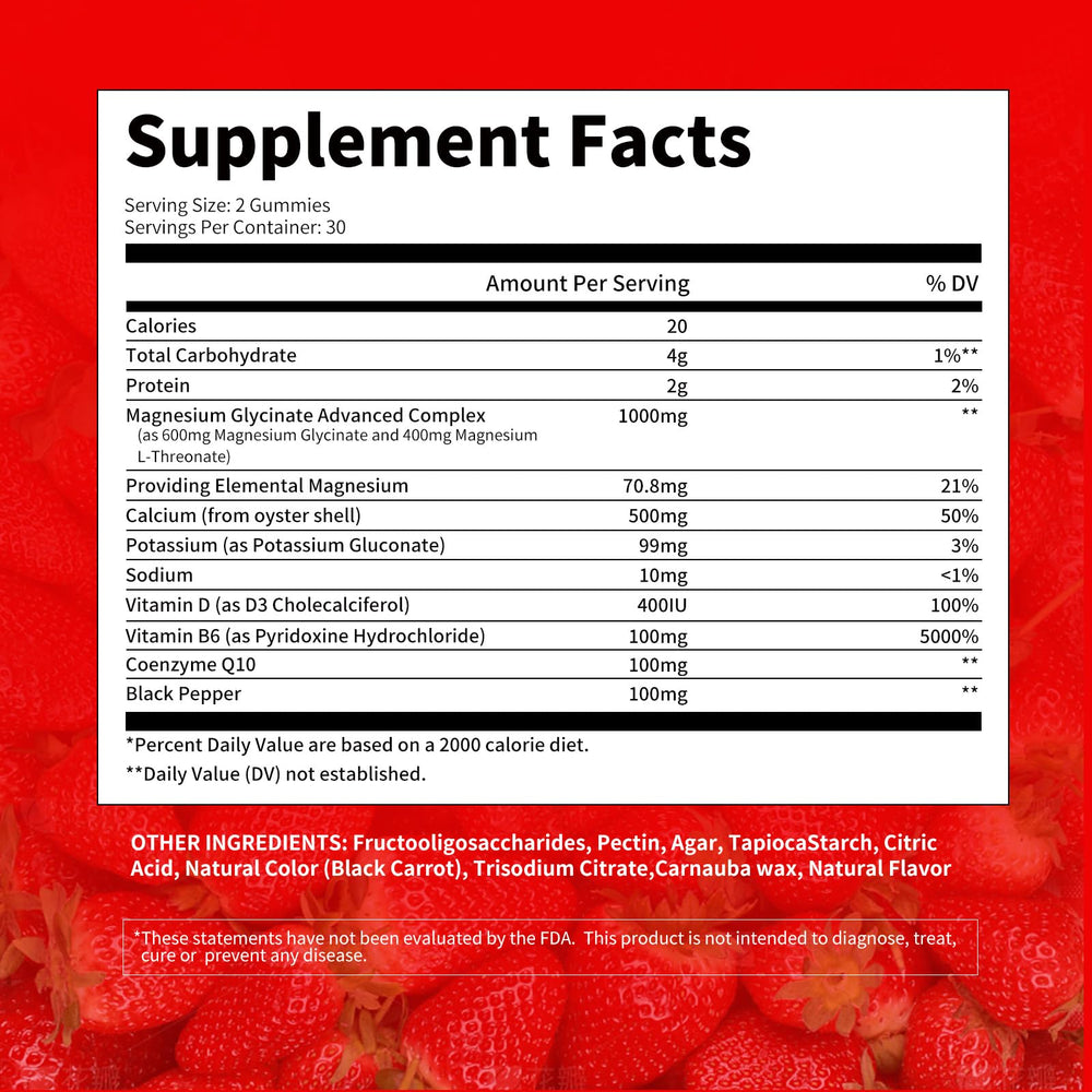 Allcoovita Magnesium Glycinate Gummies strawberry pack shown for convenient daily use.