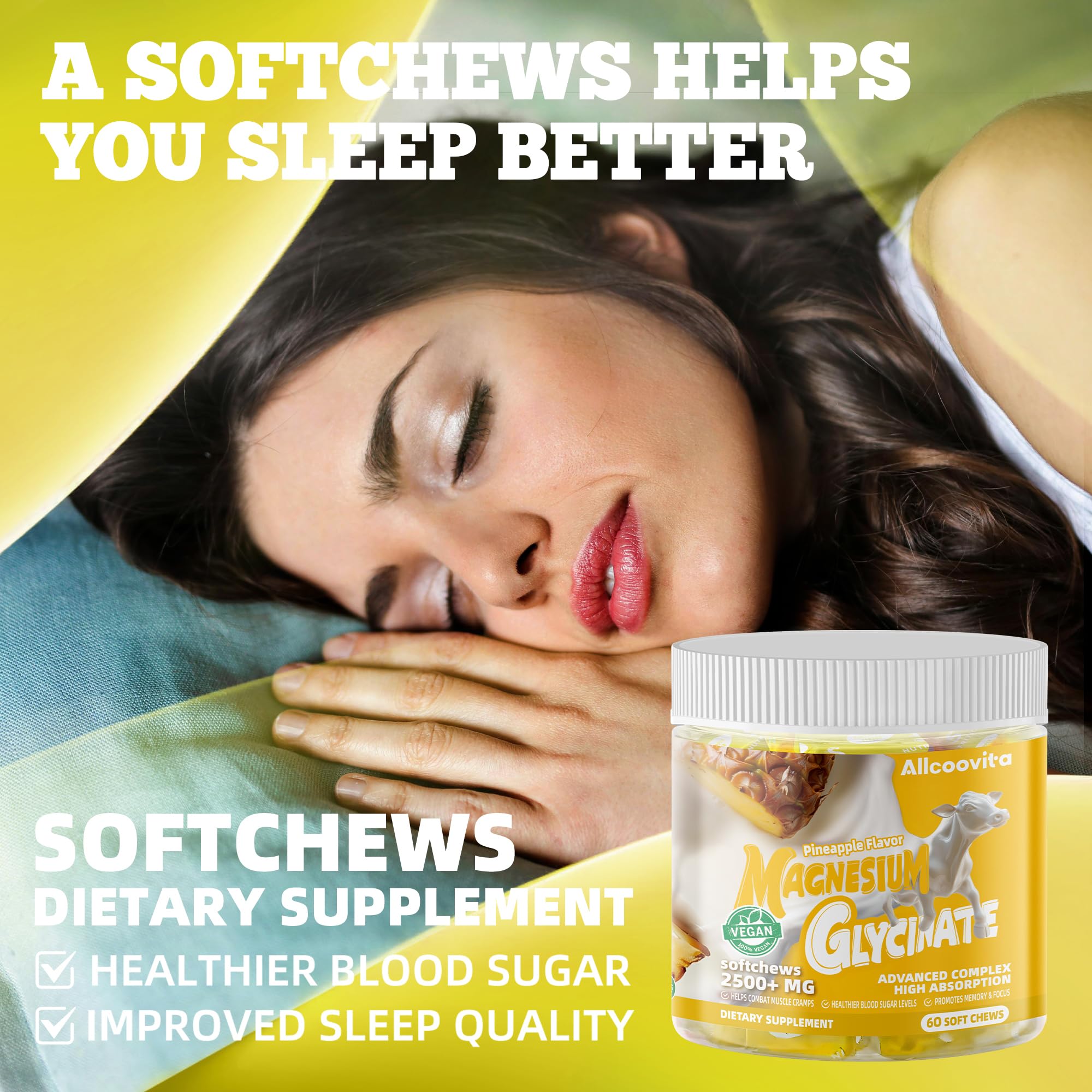 Allcoovita two-month supply visual emphasizes 60-chew count.
