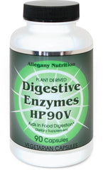 Allegany Nutrition HP90V bottle front view, plant-based capsules for daily vegan support.
