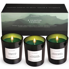 Allegorie Bergamot & Sandalwood candle in a glass jar delivering refreshing, balanced mood