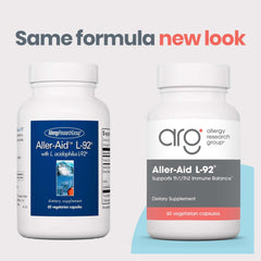 Allergy Research Group Aller-Aid L92 capsules close-up shows vegetarian capsules