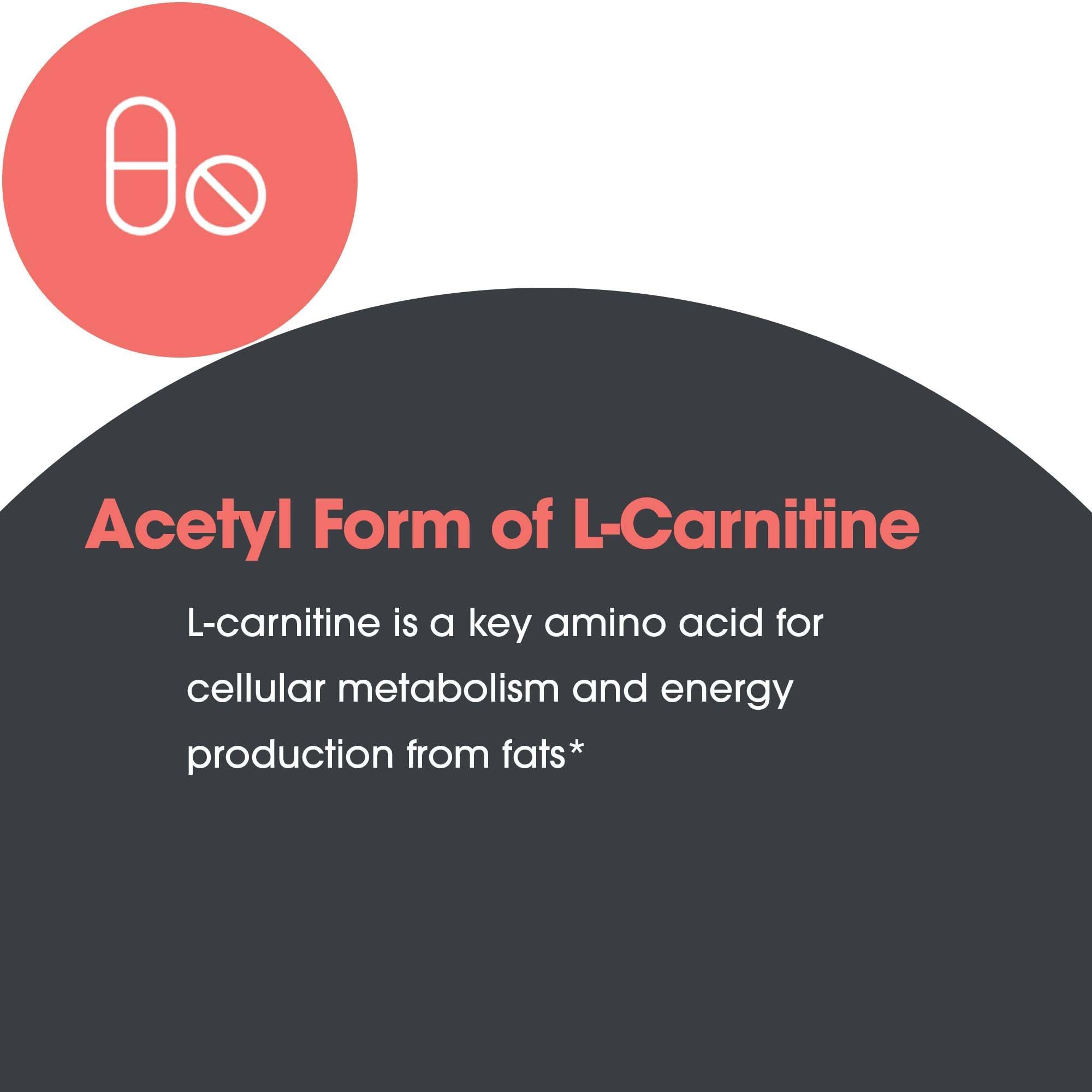 Allergy Research Group Acetyl-L-Carnitine 500mg vegetarian capsules pack.