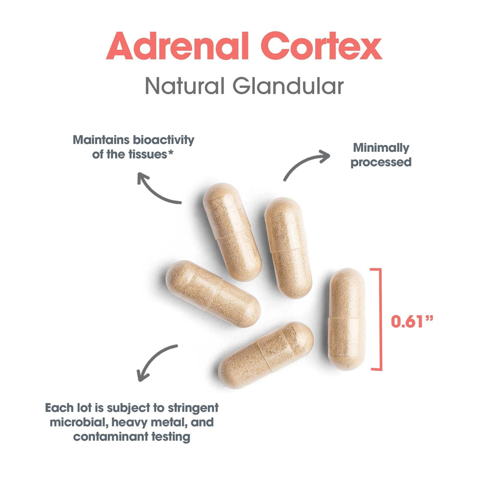 Allergy Research Group Adrenal Cortex packaging, illustrating doctor-developed, hypoallergenic formula.