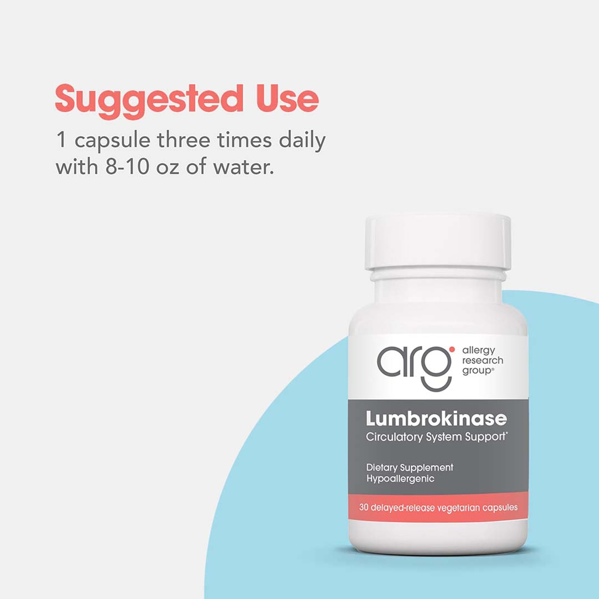 ARG Lumbrokinase with water suggests easy intake