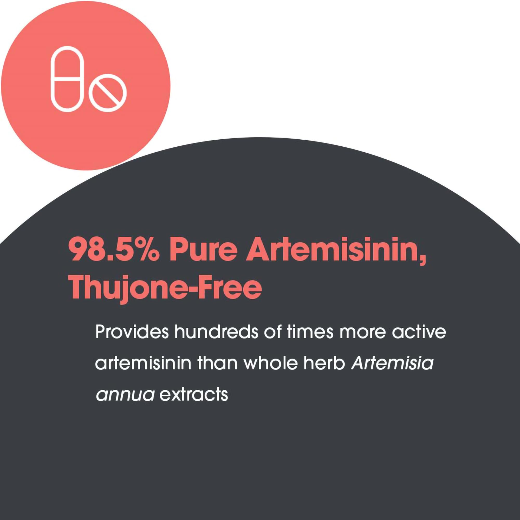 Allergy Research Group Artemisinin bottle on desk with label details signaling quality and hypoallergenic sourcing