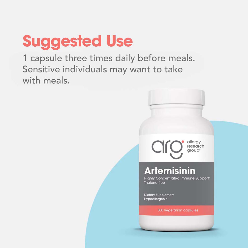 Allergy Research Group Artemisinin capsules in hand conveying convenient daily supplementation