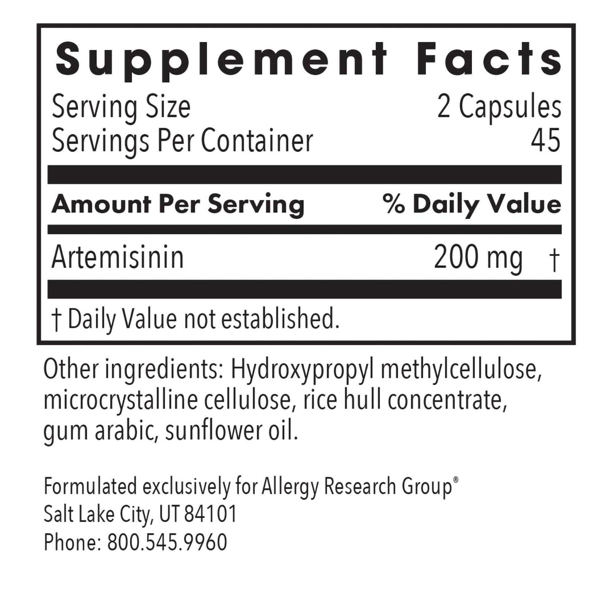 Bottle close-up highlighting pure sweet wormwood extract and allergen-free formulation