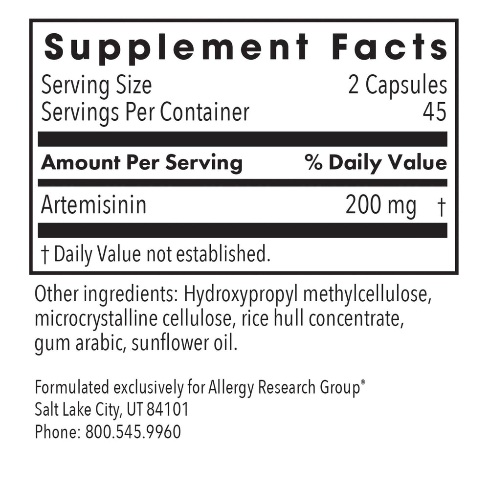 Bottle close-up highlighting pure sweet wormwood extract and allergen-free formulation