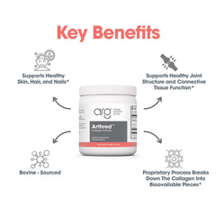 Close-up of Arthred label highlights hydrolyzed collagen and amino acids.