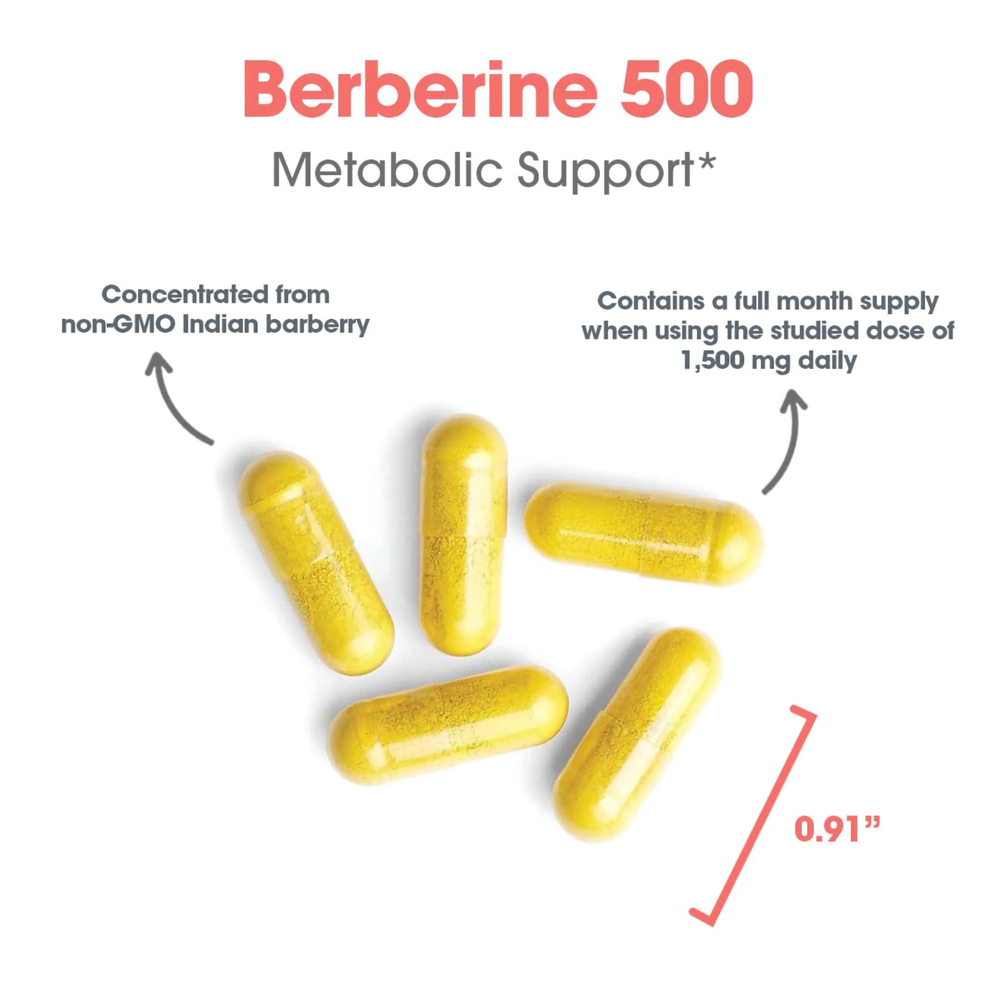 Allergy Research Group berberine 500mg capsules on white background, gut flora-friendly