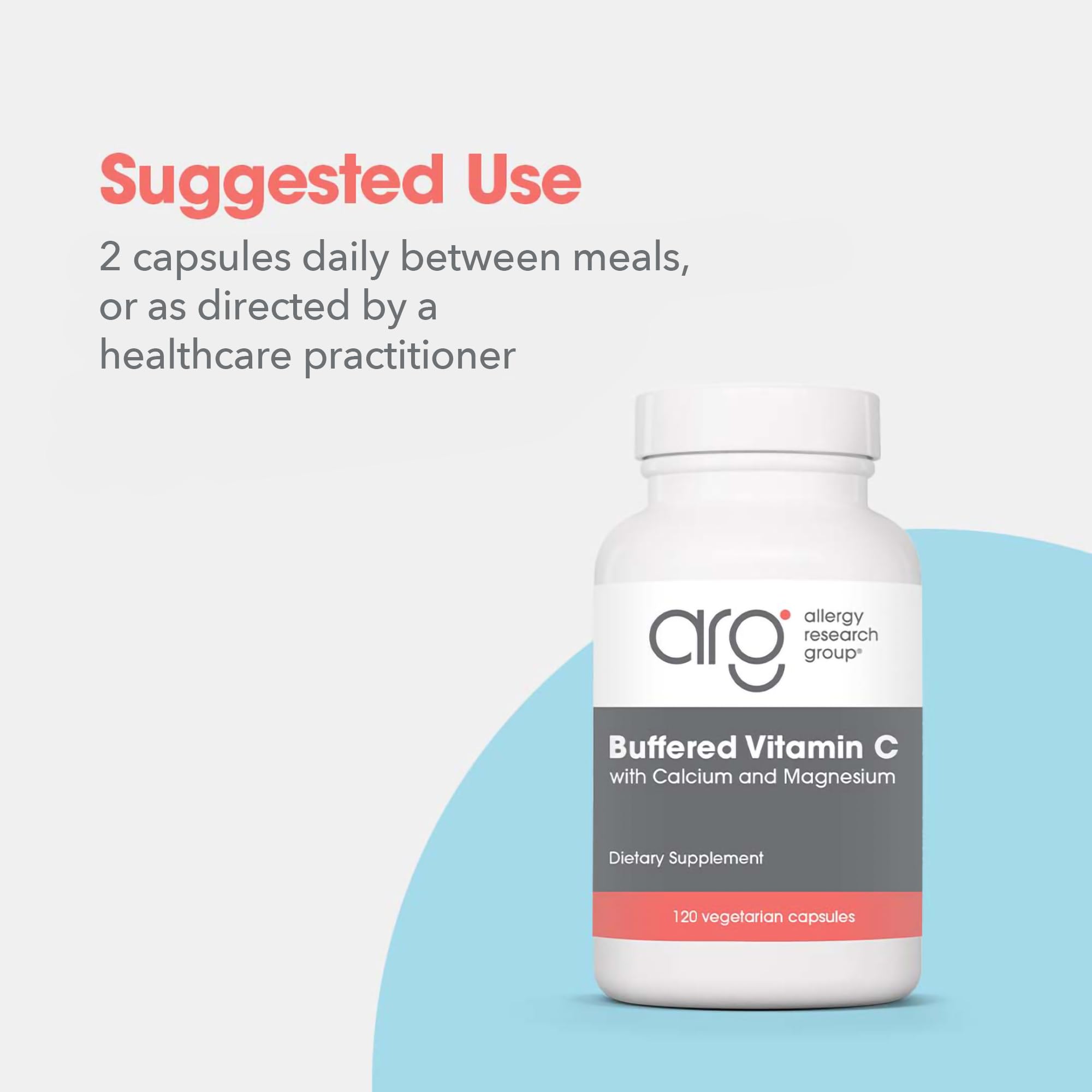 Allergy Research Group Vitamin C bottle on shelf suggests doctor-developed wellness