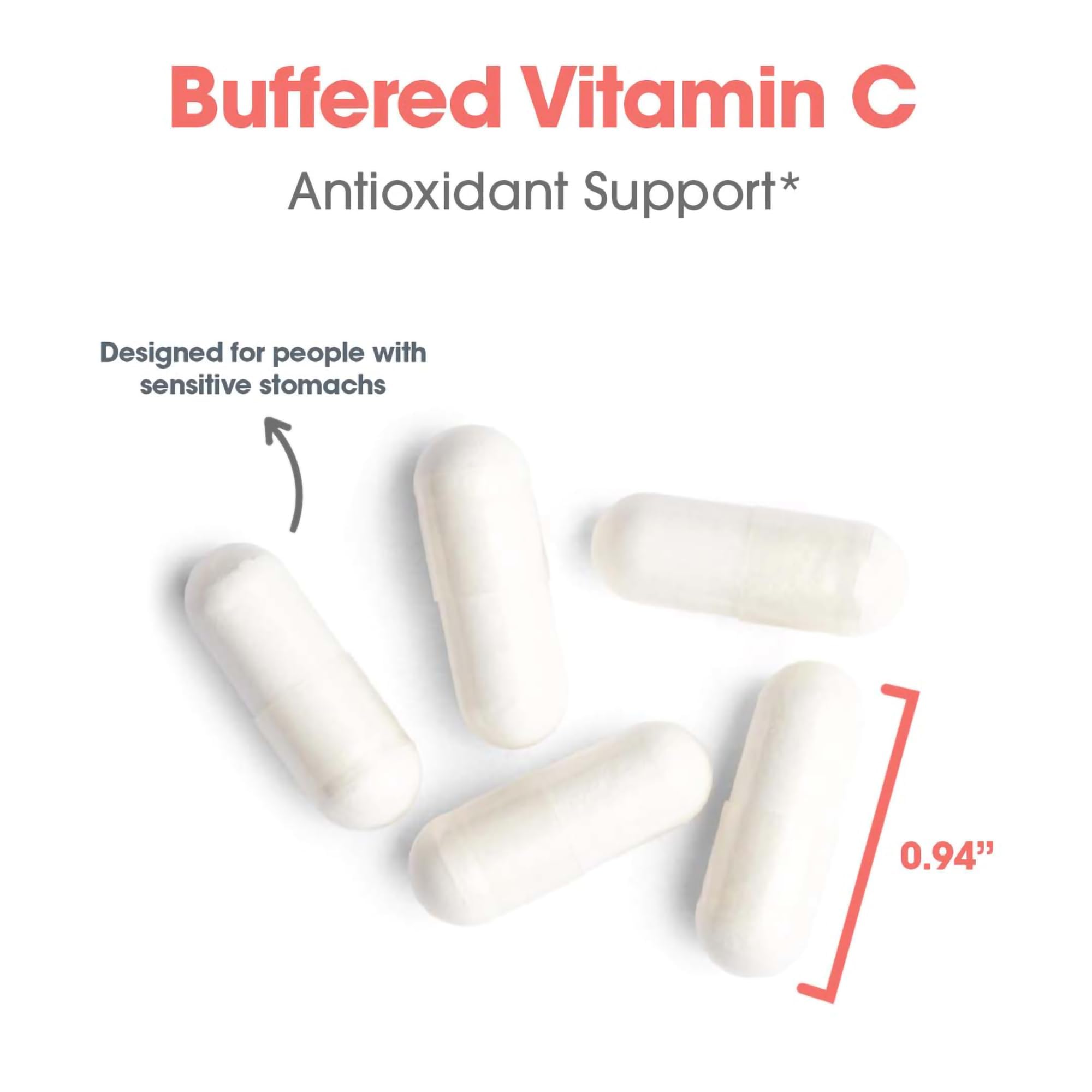 Allergy Research Group buffered vitamin C powder measuring cup shows accurate portions.