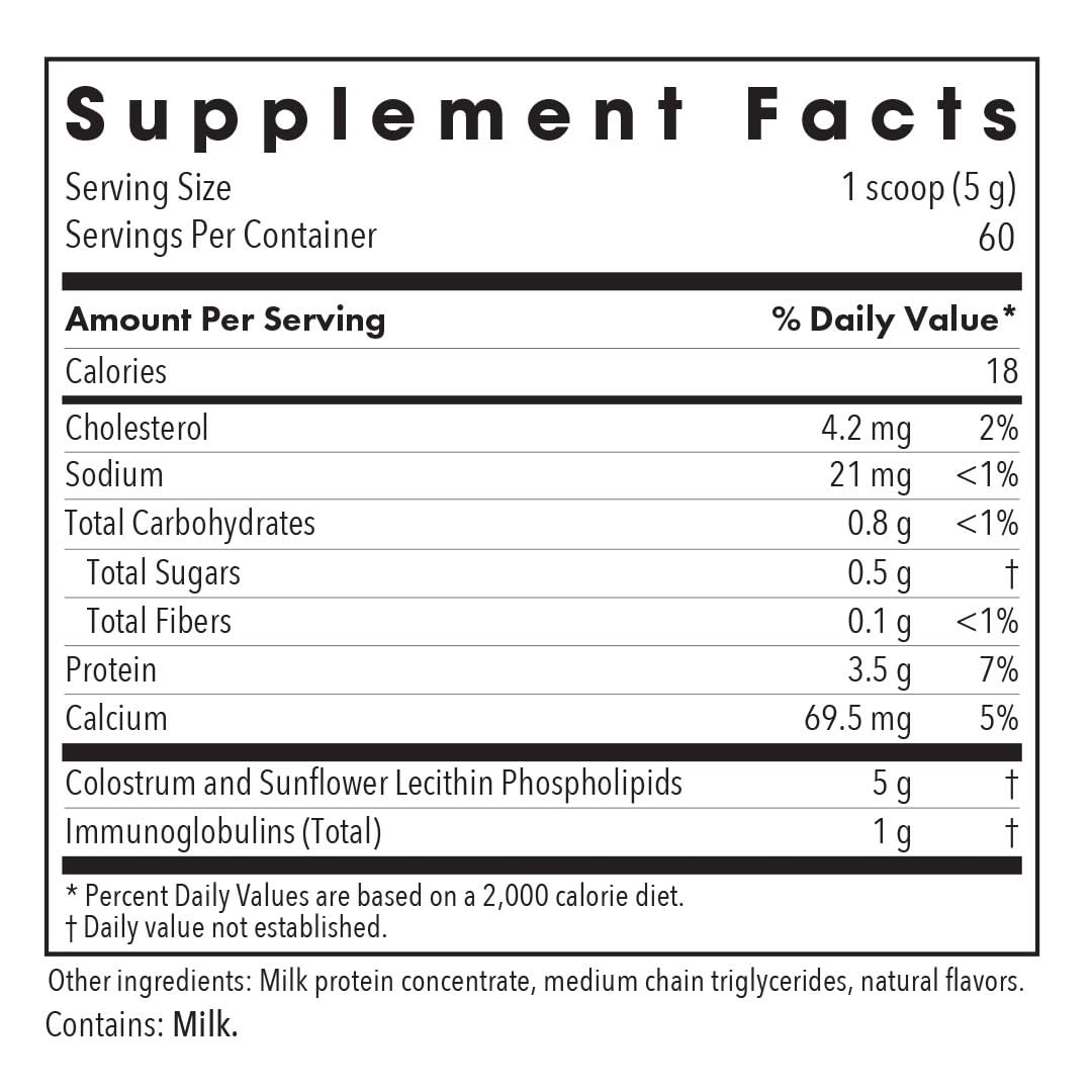 Allergy Research Group colostrum powder scoop ready to mix with liquid