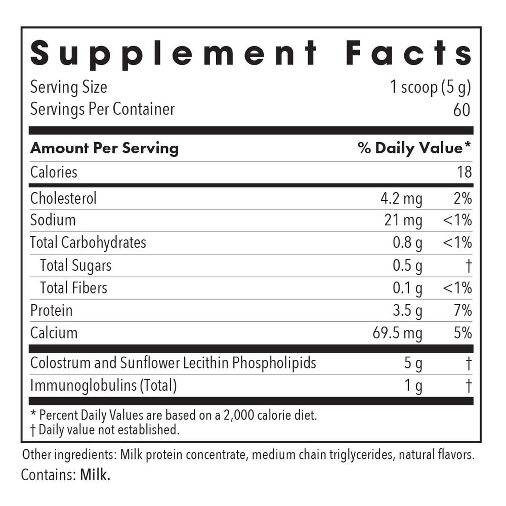 Allergy Research Group colostrum powder scoop ready to mix with liquid