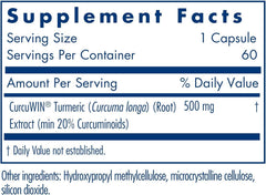 CurcuWIN 500 front label highlights 500 mg curcumin and 60 capsules.