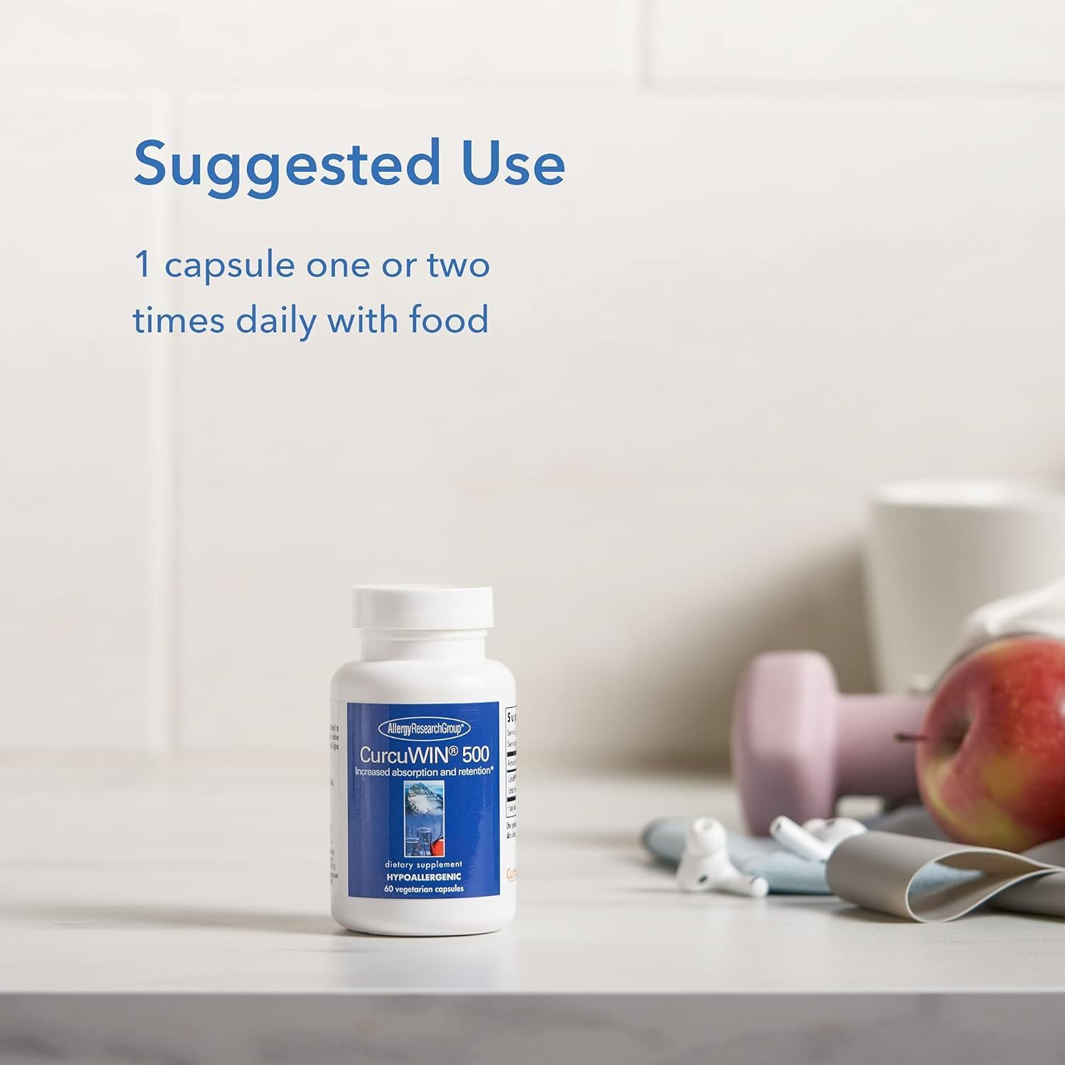CurcuWIN 500 packaging reflects doctor-developed hypoallergenic formula.