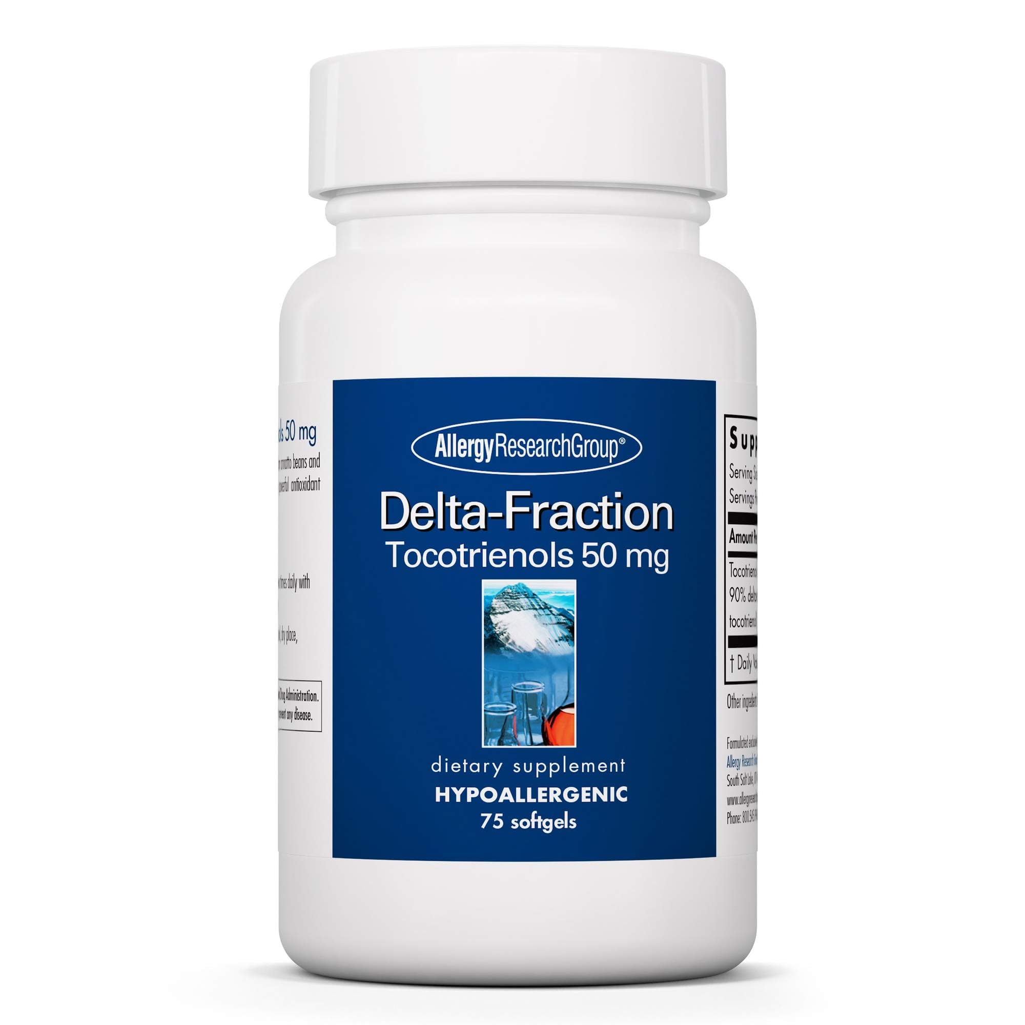Allergy Research Group Delta-Fraction Tocotrienols bottle; annatto-derived tocotrienols may support antioxidant activity.