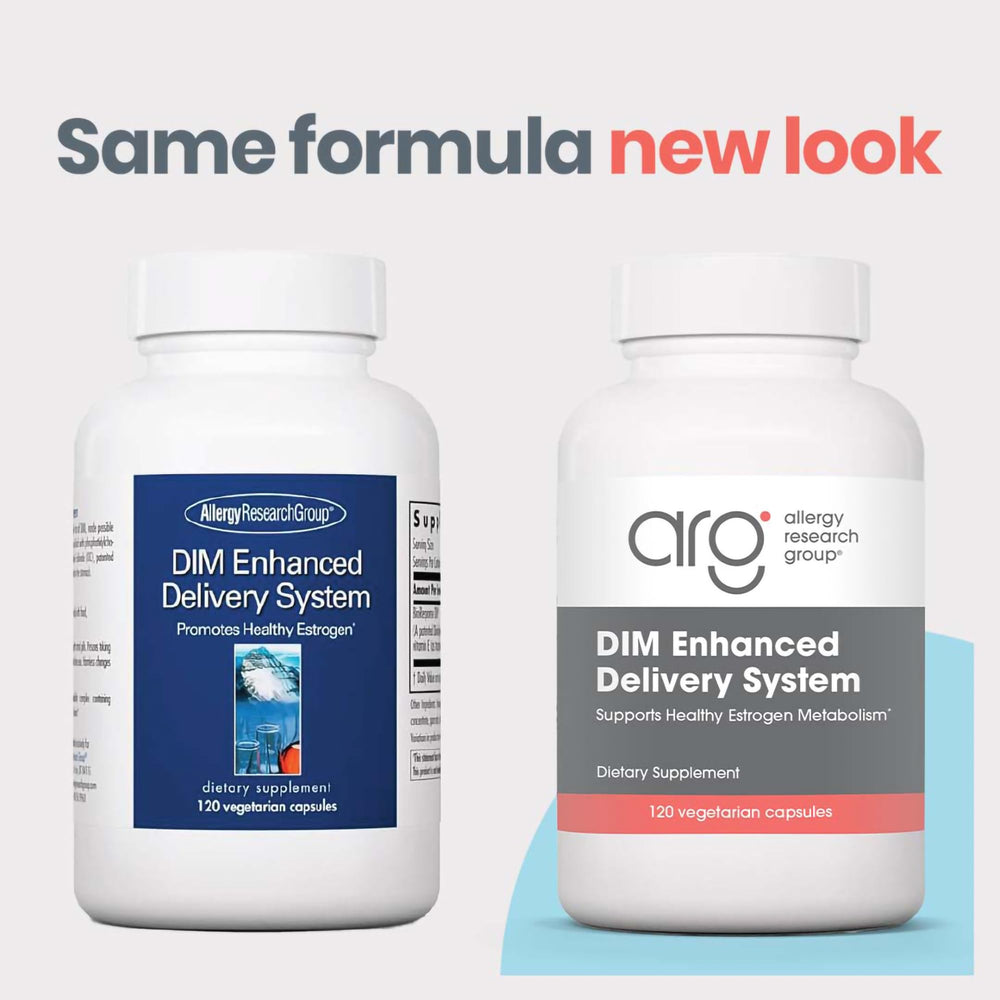 Close-up of Allergy Research Group DIM capsules showing texture