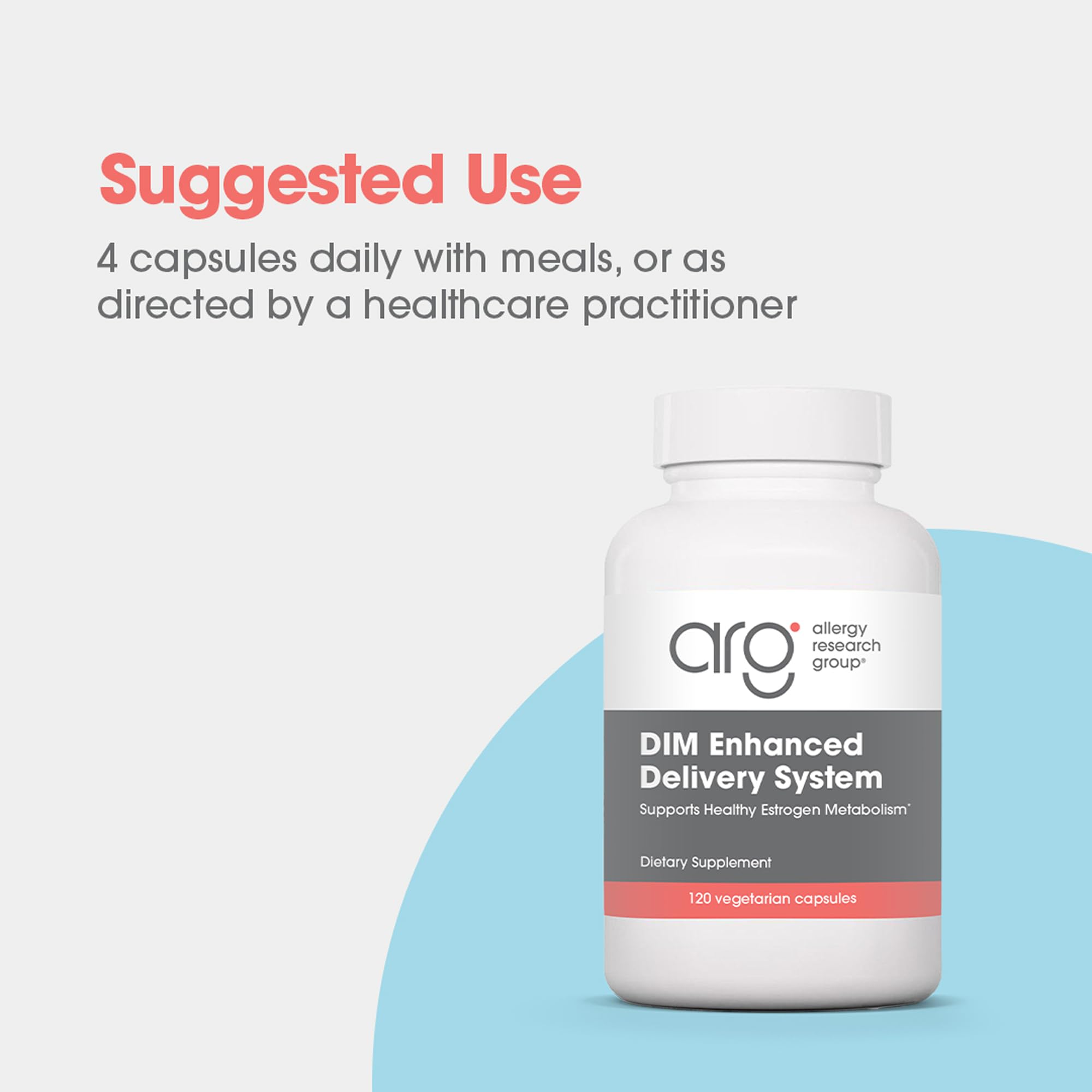 Allergy Research Group DIM Enhanced Delivery capsules arranged to support routine supplementation