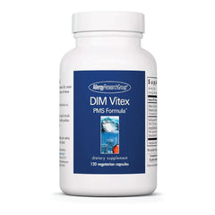 Allergy Research Group bottle with DIM-VITEX supplement promoting hormonal balance.
