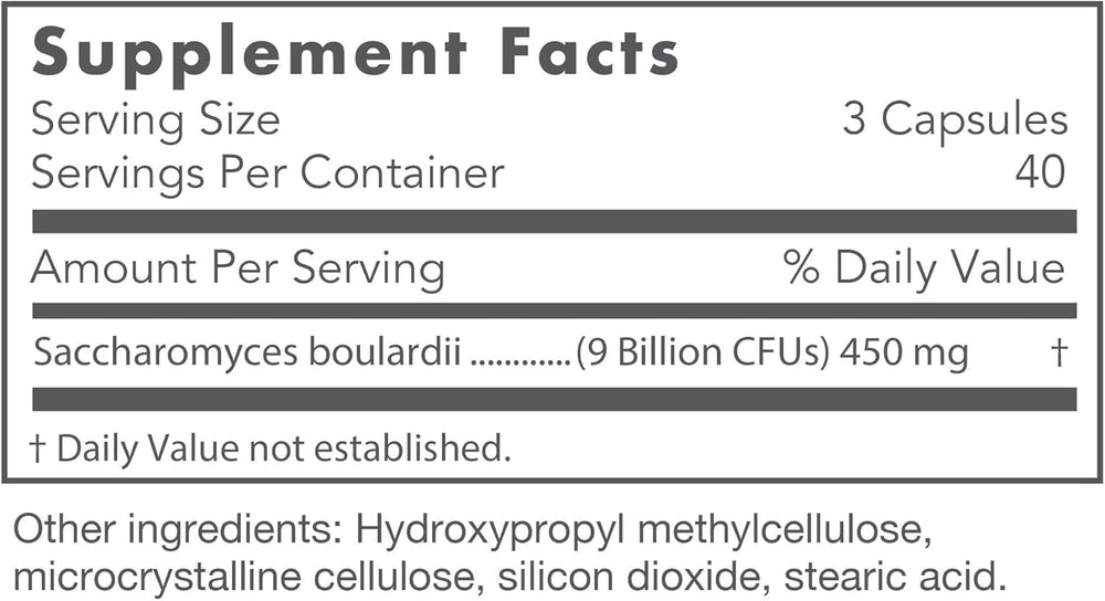 Nutricology Essential-Biotic Saccharomyces capsules for nutrient absorption support.