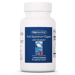 Allergy Research Group Full Spectrum Digest with Glutalytic bottle closeup highlighting gluten support.