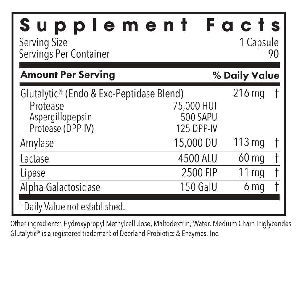 Full Spectrum Digest with Glutalytic capsules shown for vegan enzyme support.