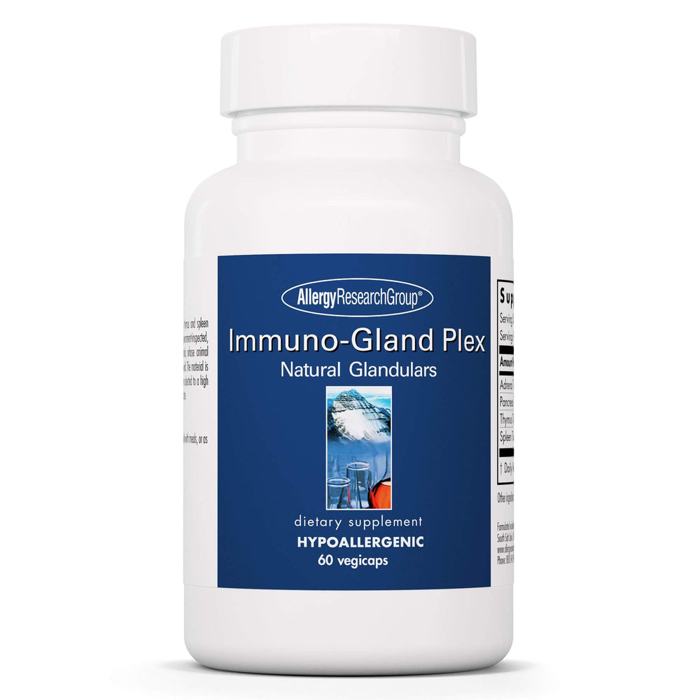 Allergy Research Group Immuno-Gland Plex bottle with capsules for immune balance.