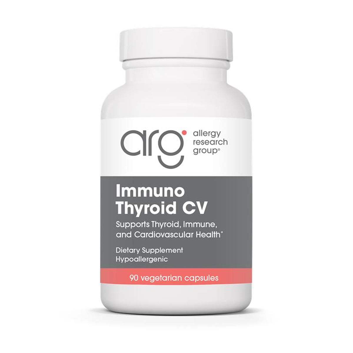 Allergy Research Group Immuno Thyroid CV bottle front, designed for thyroid support and immune resilience.
