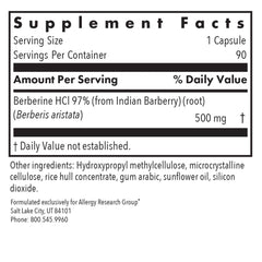 Allergy Research Group berberine capsules with Indian barberry root, high-purity formula