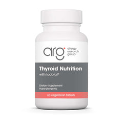 Allergy Research Group Iodoral tablet close-up showing daily iodine support for thyroid health.