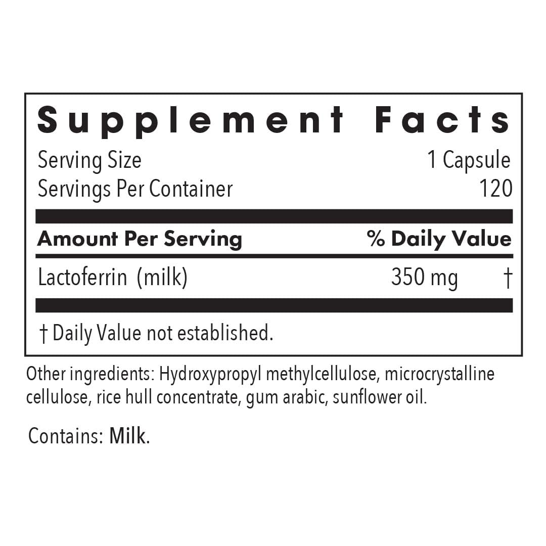 Laktoferrin capsules closeup highlighting the capsule format for daily use.