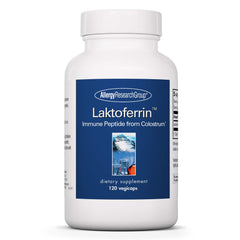 Allergy Research Group Laktoferrin capsules in bottle support iron transport and balance.