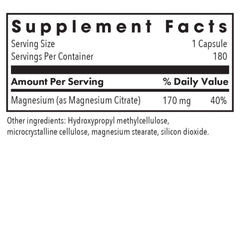 Allergy Research Group magnesium citrate bottle label, high quality formula